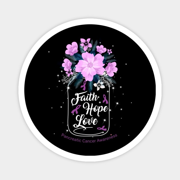 Faith Hope Love  For Pancreatic Cancer Awareness Magnet by Manonee